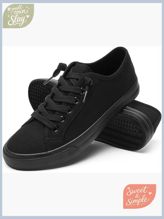 Shoes - Canvas Slip On Sneakers Non Slip Breathable Casual Low Top Lace Up Walking Shoes